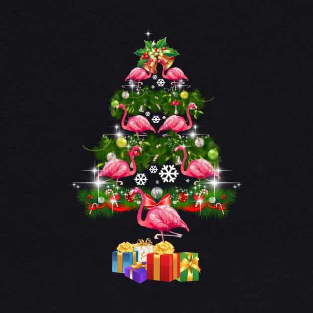 Flamingo Christmas Tree Funny Merry Christmas Shir by TeeSky